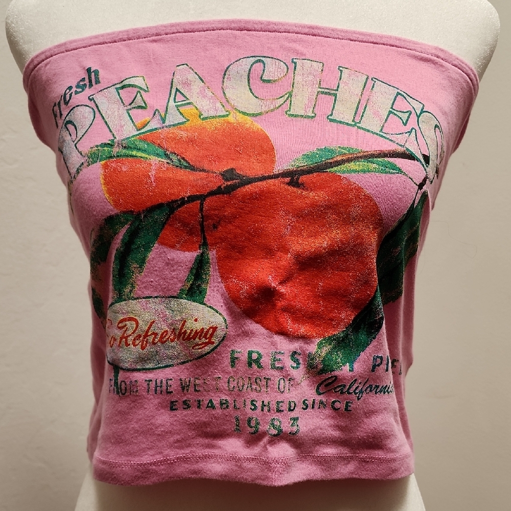 Urban Outfitters Pink Tube Top with Peaches 🍑 NWT Ladies Womans M Medium